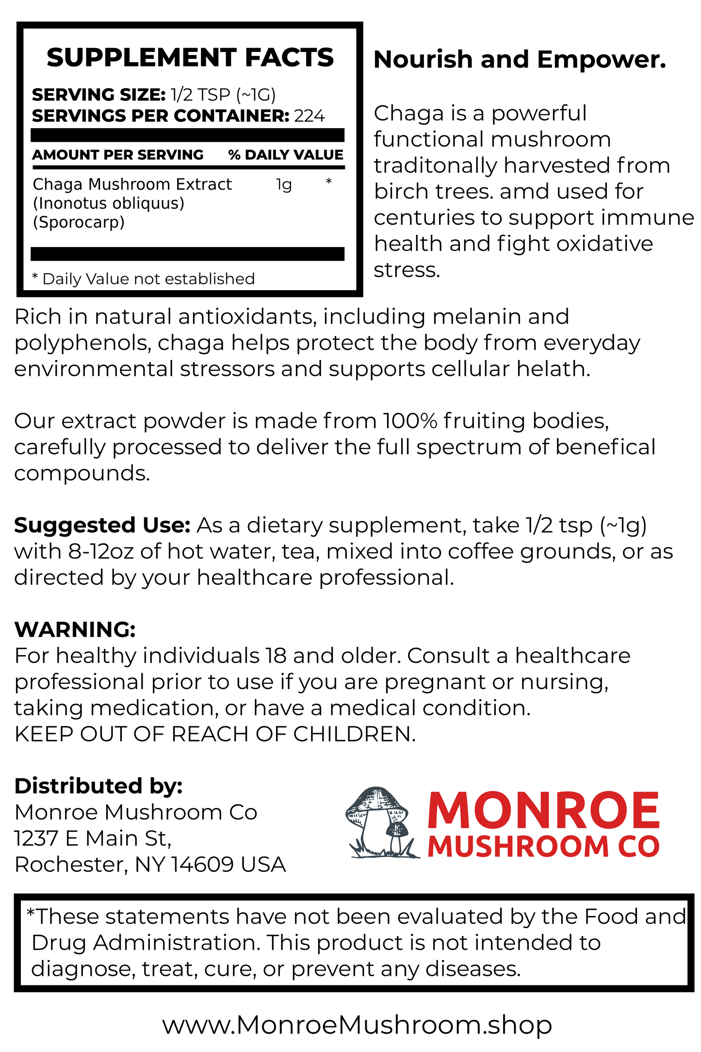 Mushroom Extract Powder- Chaga